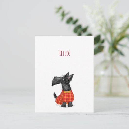 Scottie dog hallo briefkaart (Staand voorkant)