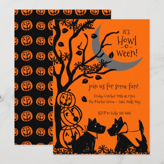 Scottie Dog Halloween Uitnodiging (Voorkant / Achterkant)