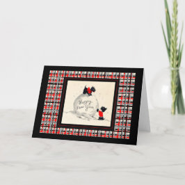 Scottie Dog Happy Nieuwjaar Notitiekaart