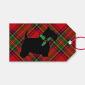Scottie Dog Holly Plaid Cadeaulabel (Voorkant (Horizontaal))
