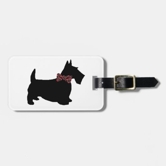 Scottie Dog in het Stropdas Pset Bow Bagagelabel (Voorkant horizontaal)