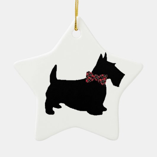 Scottie Dog in het Stropdas Pset Bow Keramisch Ornament (Voorkant)