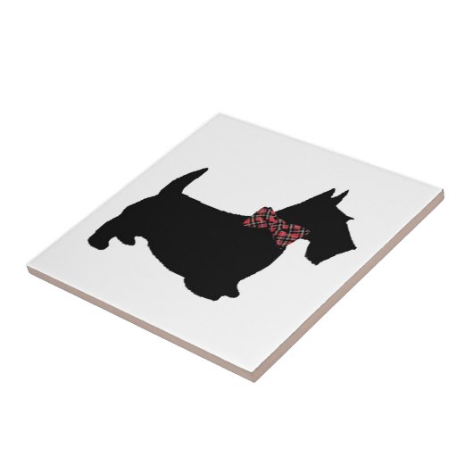 Scottie Dog in het Stropdas Pset Bow Tegeltje (Zijkant)