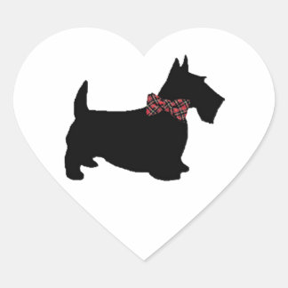 Scottie Dog in Plaid Bow Stropdas Hart Sticker