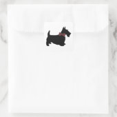 Scottie Dog in Plaid Bow Stropdas Vierkante Sticker (Tas)