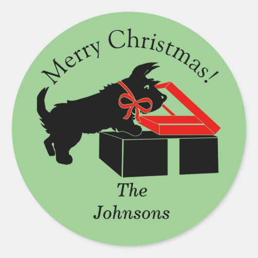 Scottie Dog Kerstmis Envelope zegels Stickers (Voorkant)