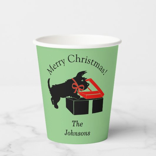 Scottie Dog Kerstmis - Op maat gemaakt! Papieren Bekers (Voorkant)