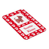 Scottie Dog Kisses Silhouette in Cute Red Grid Magneet (Rechterzijde)