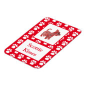Scottie Dog Kisses Silhouette in Cute Red Grid Magneet (Linkerzijde)