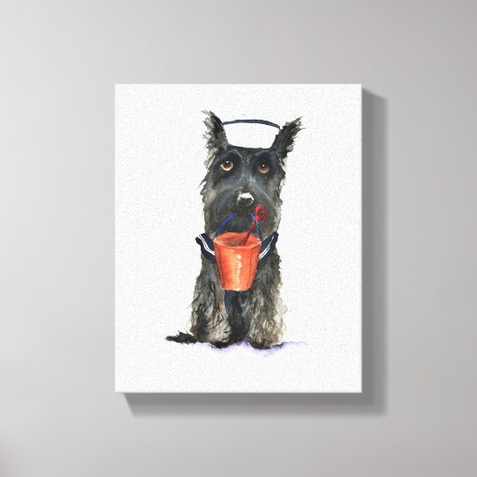 Scottie Dog 'Klaar voor het strand' Canvas Afdruk (Voorkant)