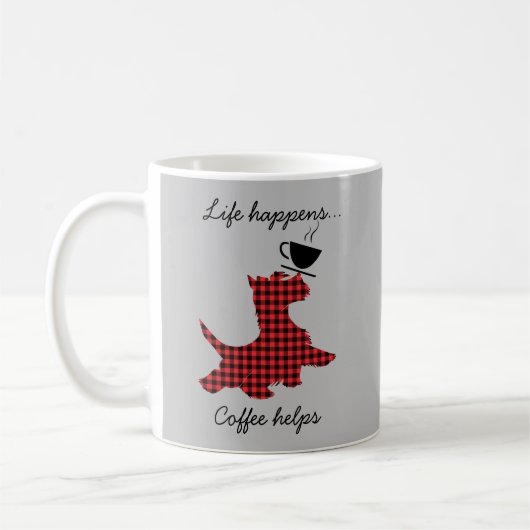 Scottie Dog Life Happens Koffie Helpt Grappige Mok (Links)