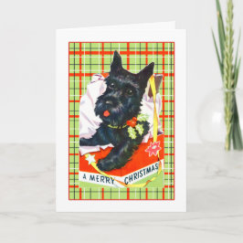 Scottie Dog Merry-kerstkaart met gebrand Feestdagen Kaart