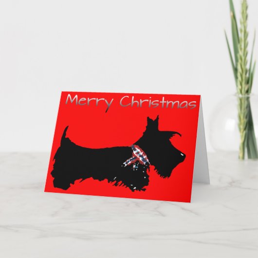 Scottie Dog ' Merry Kerstmis' Wenskaart Kaart (Voorkant)