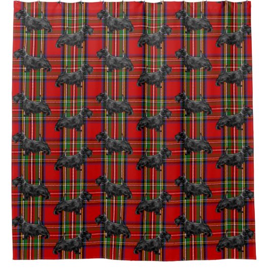 Scottie Dog on Red Scottish Tartan Douchegordijn (Voorkant)