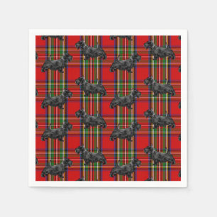Scottie Dog on Red Scottish Tartan Servet