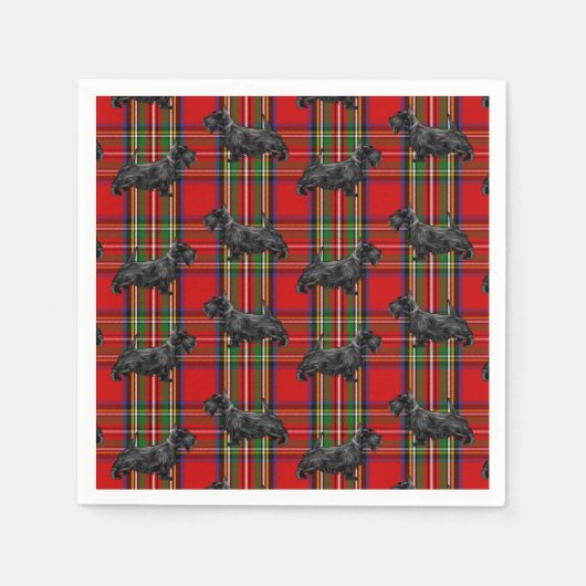Scottie Dog on Red Scottish Tartan Servet (Voorkant)