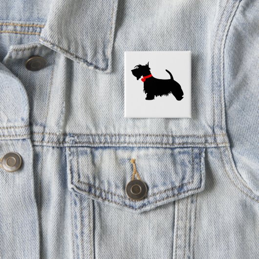 Scottie dog pin Button badge (In situ)