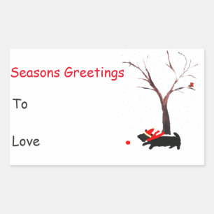 Scottie Dog Robin Seasonal Rechthoekige Sticker