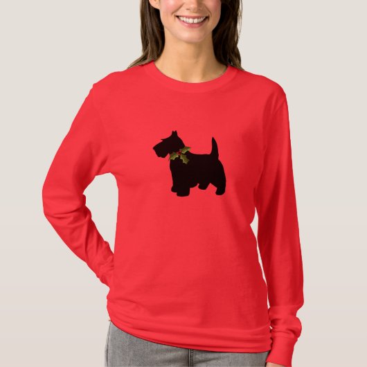 Scottie Dog Schotse terrier met kerstmis T-shirt (Voorkant)