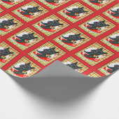 Scottie Dog, Schotse Terriër op plaid geschenkverp Cadeaupapier (Hoek)