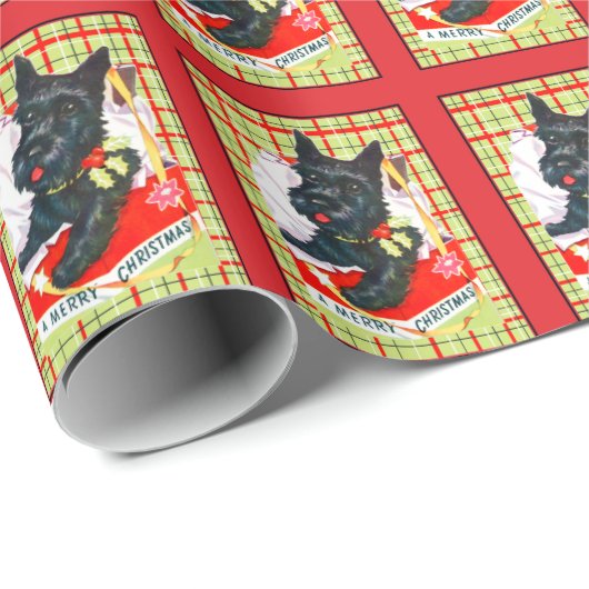 Scottie Dog, Schotse Terriër op plaid geschenkverp Cadeaupapier (Rol Hoek)