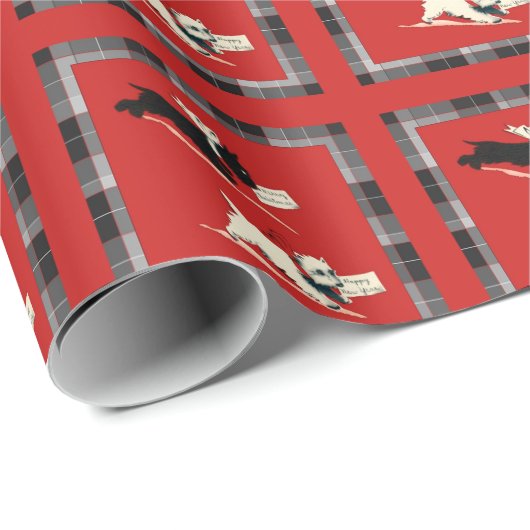Scottie Dog, Schotse terriër zwart en wit Cadeaupapier (Rol Hoek)