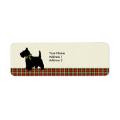 Scottie Dog Scotch Plaid Kerstmis Gepersonaliseerd Etiket (Voorkant)