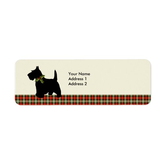 Scottie Dog Scotch Plaid Kerstmis Gepersonaliseerd Etiket (Voorkant)