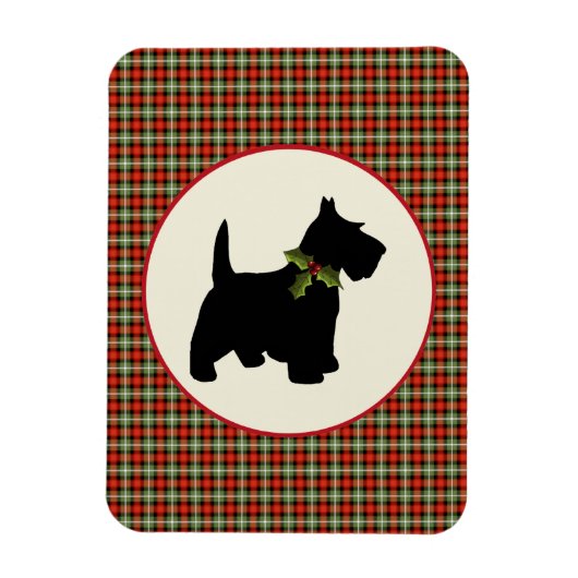 Scottie Dog Scotch Plaid Kerstvakantie Magneet (Verticaal)