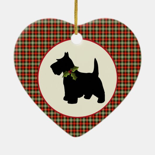 Scottie Dog Scotch Pset Kerstmis Keramisch Ornament (Achterkant)