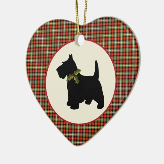 Scottie Dog Scotch Pset Kerstmis Keramisch Ornament (Links)