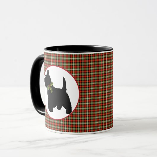 Scottie Dog Scotch Pset Kerstmis Mok (Voorkant links)
