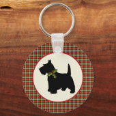 Scottie Dog Scotch Pset Kerstmis Sleutelhanger (Voorkant)