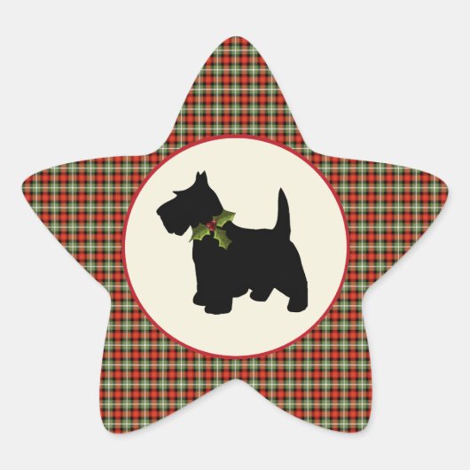 Scottie Dog Scotch Pset Kerstmis Ster Sticker (Voorkant)
