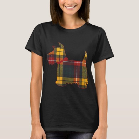 Scottie Dog Scottish Terrier Buchanan Tartan Pset T-shirt (Voorkant)