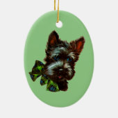  Scottie Dog Scottish Terrier & Jadeite Keramisch Ornament (Achterkant)