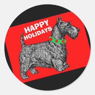 Scottie Dog Scottish Terrier Prettige feestdagen Ronde Sticker