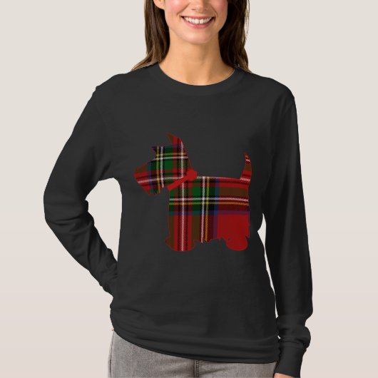 Scottie Dog Scottish Terrier Royal Stewart Tartan T-shirt (Voorkant)