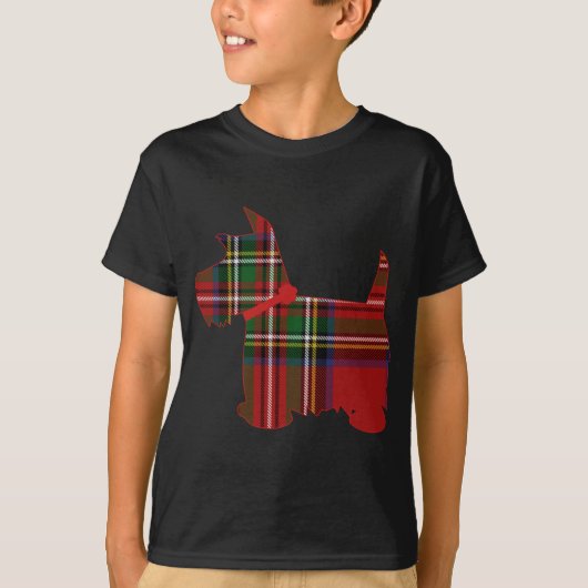 Scottie Dog Scottish Terrier Royal Stewart Tartan T-shirt (Voorkant)