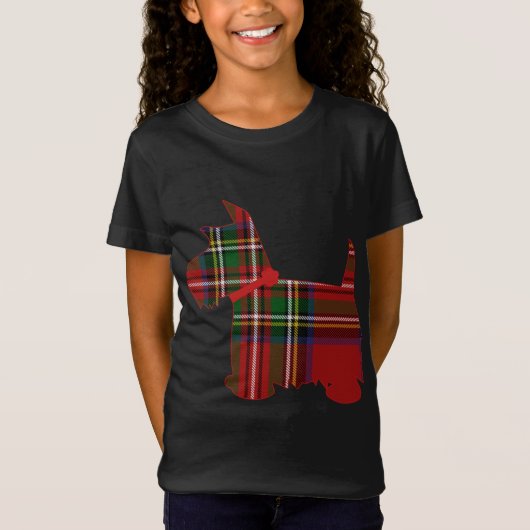 Scottie Dog Scottish Terrier Royal Stewart Tartan T-shirt (Voorkant)