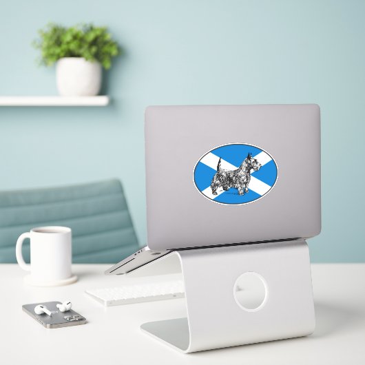 Scottie Dog Scottish Terrier Scotland vinyl Sticker (Laptop op bureau)