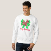 Scottie Dog Silhouette Green Bow Kerstmis Trui (Voorkant volledig)