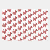 Scottie Dog Silhouette Red Merry Woofmas Inpakpapier Vel (Voorkant 3)