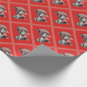 Scottie dog uit 1950 in rood cadeaupapier