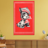 Scottie dog uit 1950 in rood canvas afdruk (Insitu (Woonkamer))