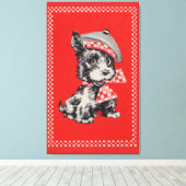 Scottie dog uit 1950 in rood canvas afdruk (Insitu (Houten vloer))