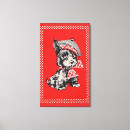 Scottie dog uit 1950 in rood canvas afdruk (Voorkant)