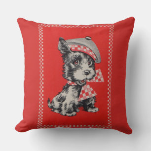 Scottie dog uit 1950 in rood kussen