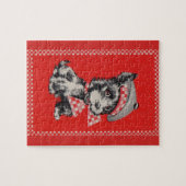 Scottie dog uit 1950 in rood legpuzzel (Horizontaal)