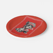 Scottie dog uit 1950 in rood papieren bordje (Gekanteld)